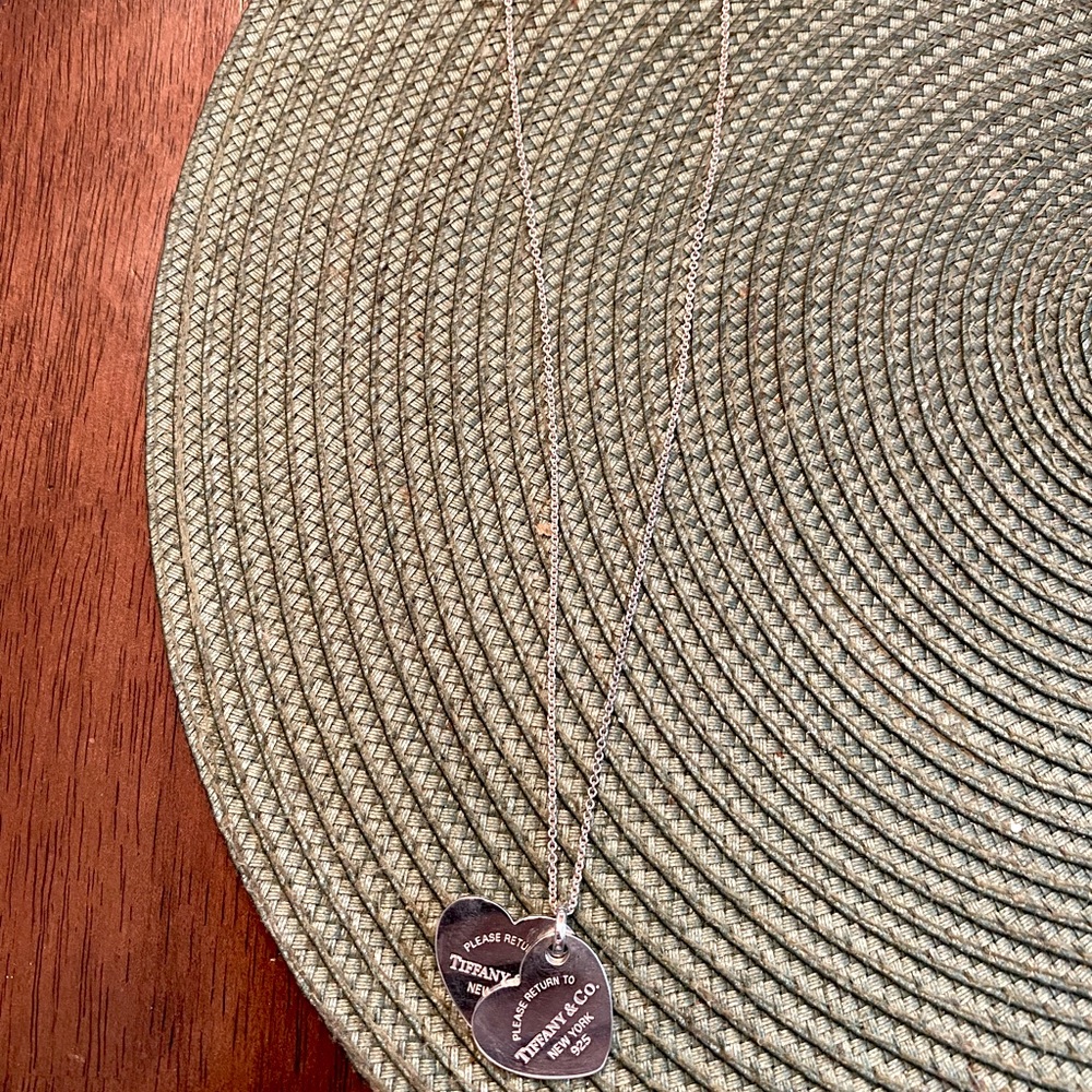 Vintage Please Return to Tiffany & Co. Double Heart Tag Pendant - Good Condition